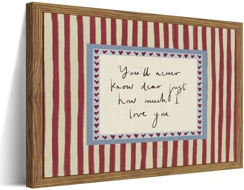 Framed Vintage Love Quote Canvas Wall Art, “You'll Never Know Dear Just How by Unknown