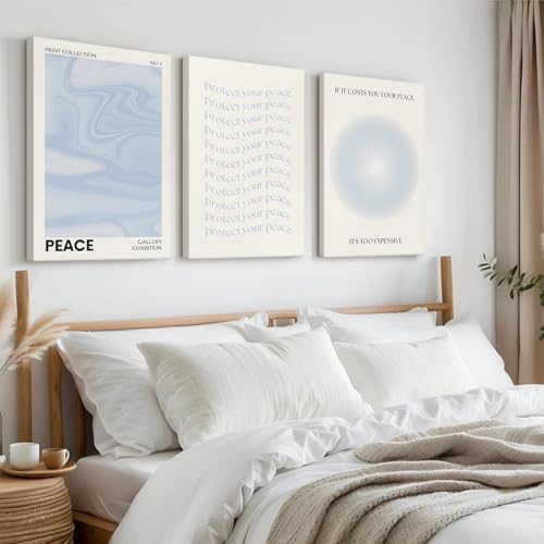 Blue Aura Wall Art Decor Retro Aesthetic Canvas Wall Art Pastel Abstract - Image 5