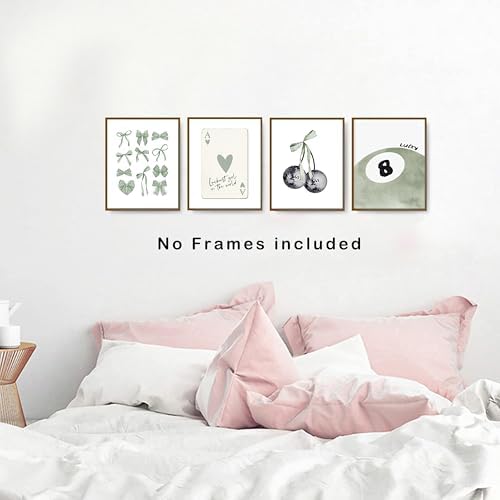 okaxscm Sage Green Coquette Trendy Preppy Wall Art Prints Set of 4, Coquette - Image 4