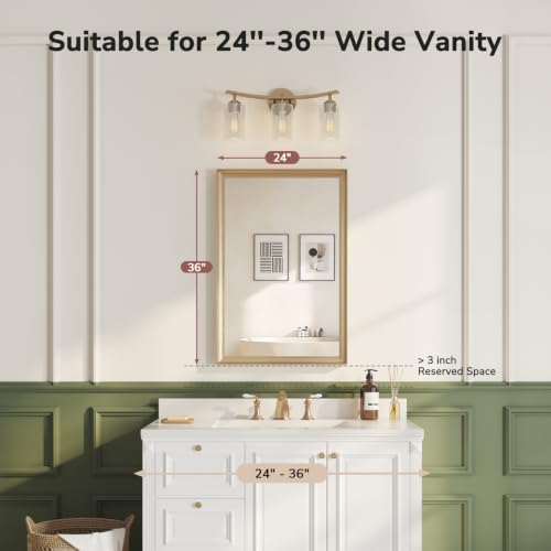 USHOWER 24x36 Inch Brushed Gold Bathroom Mirrors - Image 2