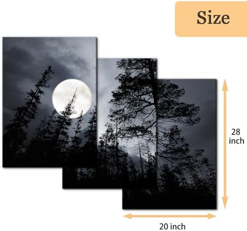 Pacimo 3 Pieces Framed Wall Art Decorations Dark Forest Night Landscape - Image 4