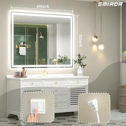 SMIROR 40x32 LED Lighted Bathroom Vanity Mirror - Image 2