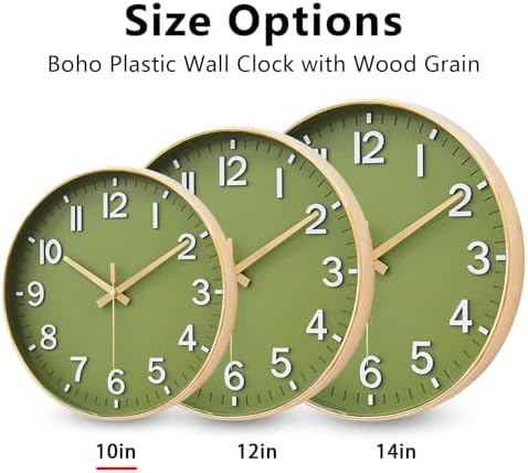HZDHCLH 10 Inch Wall Clock Battery Operated Silent Non Ticking Green Modern - Image 6