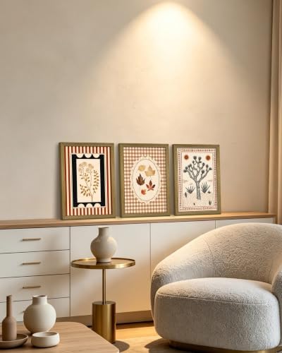 Framed Vintage Botanical Canvas Wall Art Set of 3, Boho Floral Leaf Desert Tree - Image 2