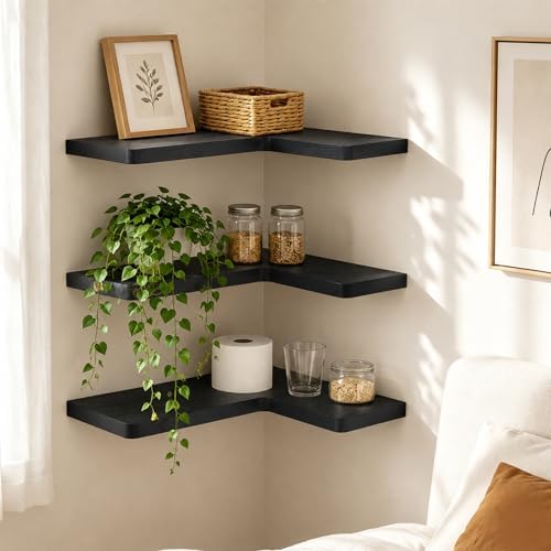 Solid Wood Corner Floating Shelves - Image 2