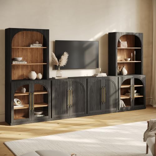 BELLEZE Jagger 130" Wall Unit 6-Piece Modular TV Stand - Image 4