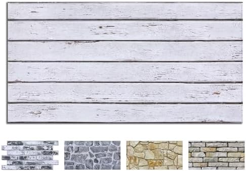 COMSTICKC 3D Faux Wood Wall Sticker Peel and Stick Shiplap by COMSTICKCDECOR