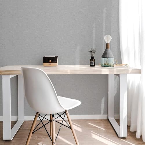 Peel and Stick Grasscloth Wallpaper Texture Light Grey Faux Linen Contact Paper - Image 4