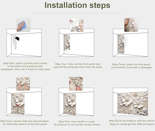 3D Relief Floral Peel and Stick Mural Wallpaper Magnolia Wall Mural - Image 6