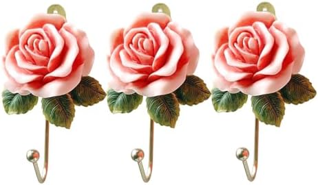 3Pcs Pink Flower Decorative Hooks by MDPLY