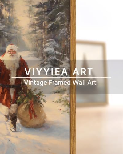 VIYYIEA Framed Winter Christmas Canvas Wall Art, Winter Santa Journey - Image 6