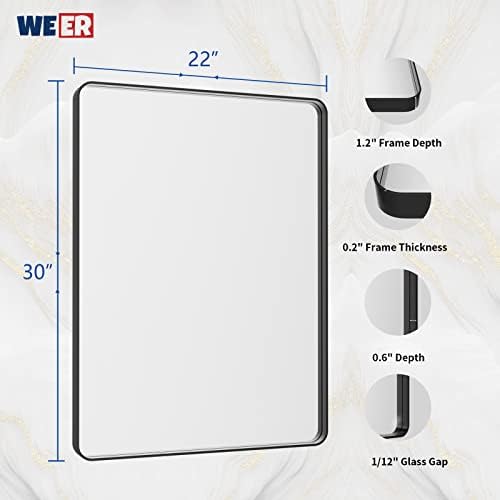 WEER Black Bathroom Vanity Mirror 22X30 Inch - Image 6
