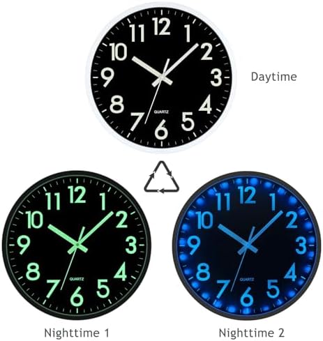 JoFomp LED Wall Clock for Bedroom Night Glow, 12 Inch Silent Wall Clocks - Image 2