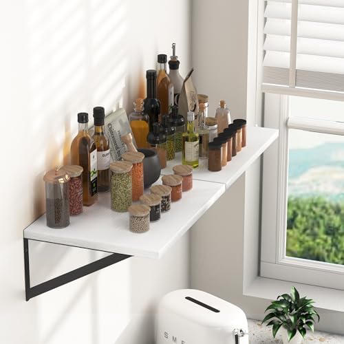 Heimlove 16W x 12D Deep Floating Shelves Set of 2 White - Image 2