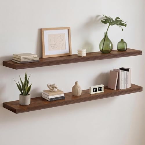 Homeforia 48 Inch Floating Shelves, High-End Solid Pine Wood by Homeforia