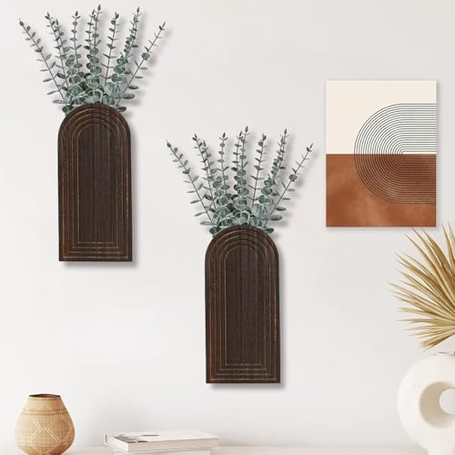 Dnnnii 2 Pack Wooden Wall Vase Set - Image 5