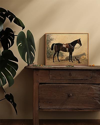 ARPEOTCY Framed Canvas Horse Wall Art, Classical Horse and Dog Art Print - Image 3
