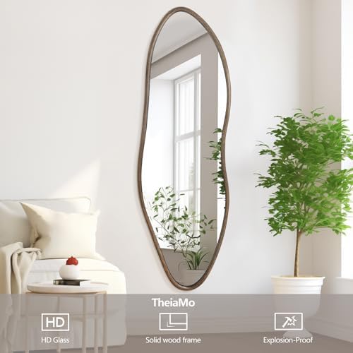 65"x22" Irregular Full Length Mirror, Rustic Wood Full Body Mirror - Image 5