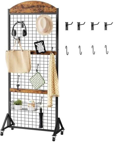 CHOEZON Grid Wall Panel 5.7’ x 2’ FT Grid Display Rack, Movable Gridwall by Choezon