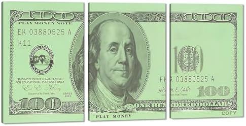 3pcs Money Wall Art 100 Dollars Bill Canvas Prints Inspirational Picture by YatsenBridge