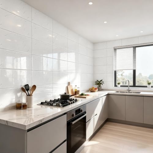30Pcs Off White Marble Wall Panels 23.6"X11.8" PVC Waterproof Tiles Peel and - Image 3