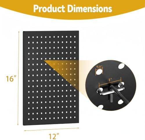 Peg Board, 4-pcs 16" x 12" Metal Pegboard Panels - Image 3