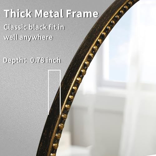 Vintage Round Mirror, Antique Metal Frame Wall Mirror, Traditional Art Home - Image 6