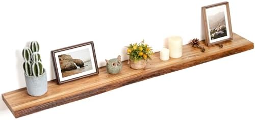 FLYJOE Floating Shelves for Wall Decor, Rustic Solid Elm Wood Live Edge by FLYJOE