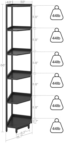 Hzuaneri Corner Shelf Stand 6-Tier Corner Bookshelf Storage Standing Shelf - Image 2