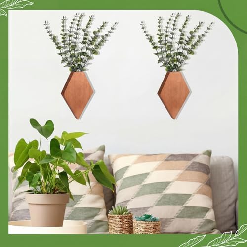 Chunful 2 Pcs Wooden Wall Planter Decor, Walnut Color, 7.1 x 4.7 x 1.2 Inches - Image 6