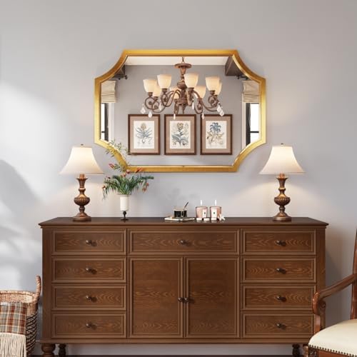 Kelly Miller 20"x28" Gold Foil Metal Scalloped Decorative Wall Mirror - Image 4