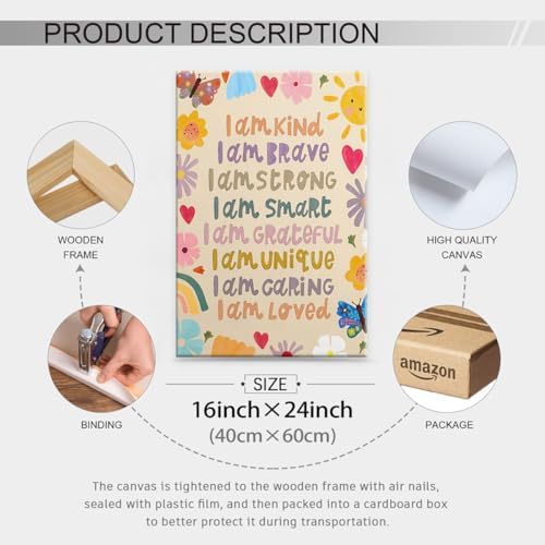 Kids Positive Quotes Wall Art Fashion Colorful Floral Affirmation Poster Cute - Image 2