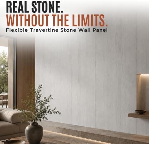 White Travertine Flexible Clay Stone 4'x8' Wall Panel, 64 Sqft - Image 2
