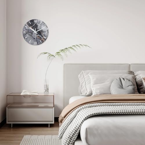 Large Grey Marble Wall Clock 24 Inch Silent Non Ticking - Image 5