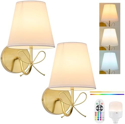 PASSICA DECOR Bow Wireless Battery Operated Wall Sconce Set of 2, Rechargeable by PASSICADECOR