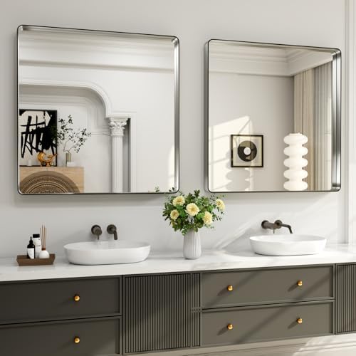 LOAAO 30X30 Inch Brushed Nickel Bathroom Mirror - Image 4