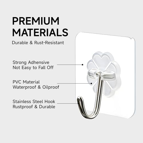 16 Pack Crystal Clear Adhesive Hooks - Image 3