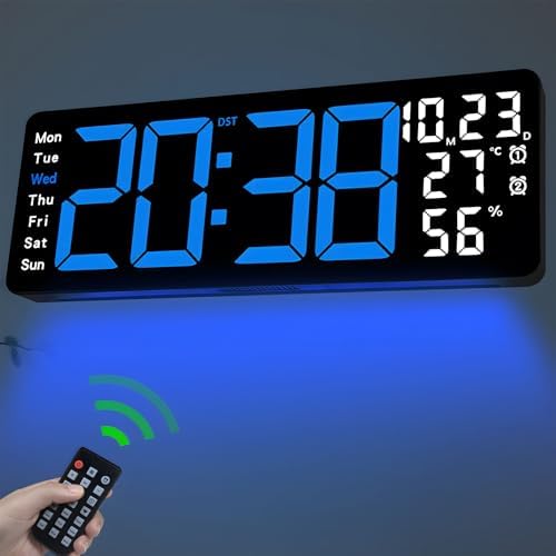 JoFomp 17.3" Large Digital Wall Clock, LED Digital Clock Large Display by JoFomp