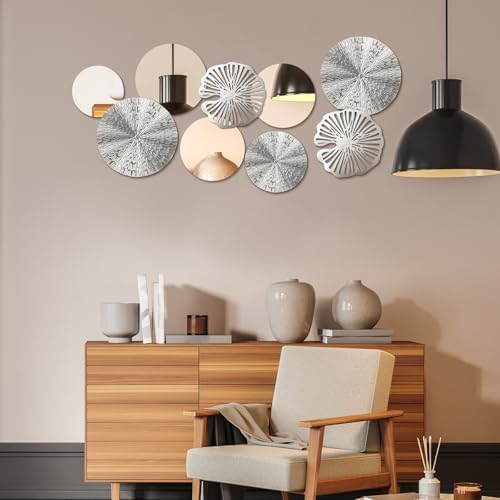 Hicarer Silver Mirror Wall Decor, Round Wall Mirror, Metal Art Decor - Image 4