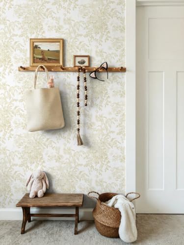 Heroad 17.3''X393'' Floral Peel and Stick Wallpaper Boho Beige Contact Paper - Image 2