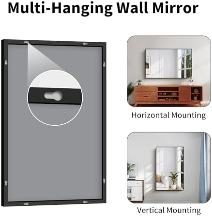 Koonmi Black Bathroom Mirror for Over Sink, Metal Framed 30"x48" Wall Mirror - Image 5