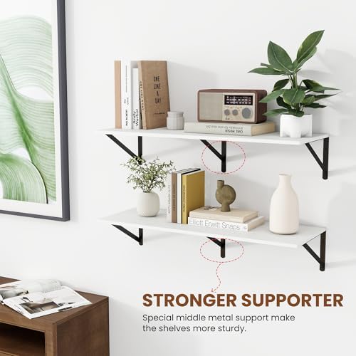 Heimlove 32W x 12D Deep Floating Shelves Set of 2 White - Image 5