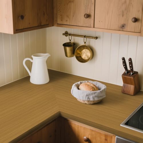 Abyssaly Wood Grain Look Oak Contact Paper Peel and Stick Countertops - Image 3