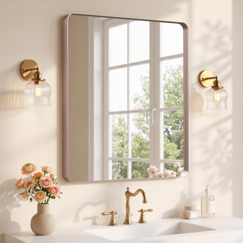 Kosmonia 36x30 Inch Bathroom Vanity Mirror Brushed Rose Gold by Kosmonia