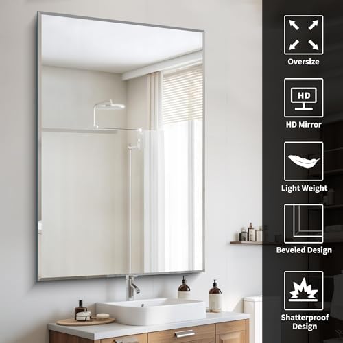 CILIBER Beveled Bathroom Mirror, 60x40 Large Bathroom Mirrors - Image 5