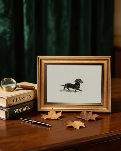 VIYYIEA Vintage Gold Framed Wall Art, Walking Dog, 10L x 8W - Image 7