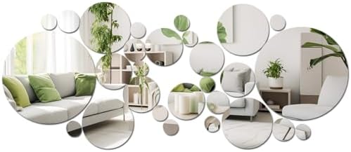 32Pcs Mirror Wall Stickers, Small Circle Ceiling Mirrors by DIBALIYI