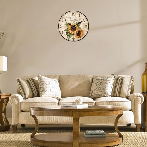 XFM Large Sunflower Wall Clock 24 Inch Silent Country Floral - Image 4