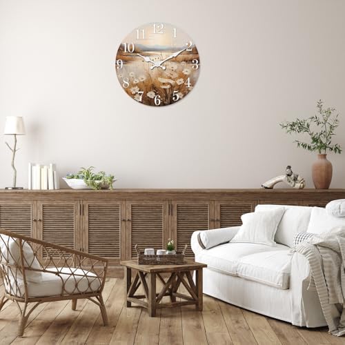 XNM Wood Wall Clocks Battery Operated 16 Inch Flower Wall Decor - Image 2