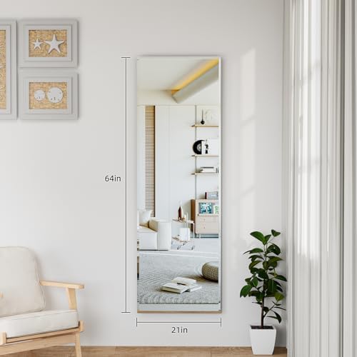 64"x21" Frameless Full Length Wall Mirror, Rectangular Mirrors Full Length Wall - Image 3